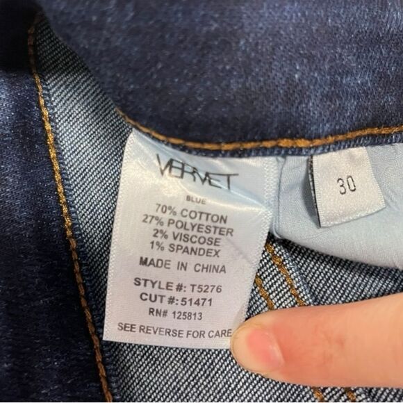 VERVET | T5276 Stretch Flare Bell Bottom High Rise Denim Jeans 30 - Picture 7 of 8